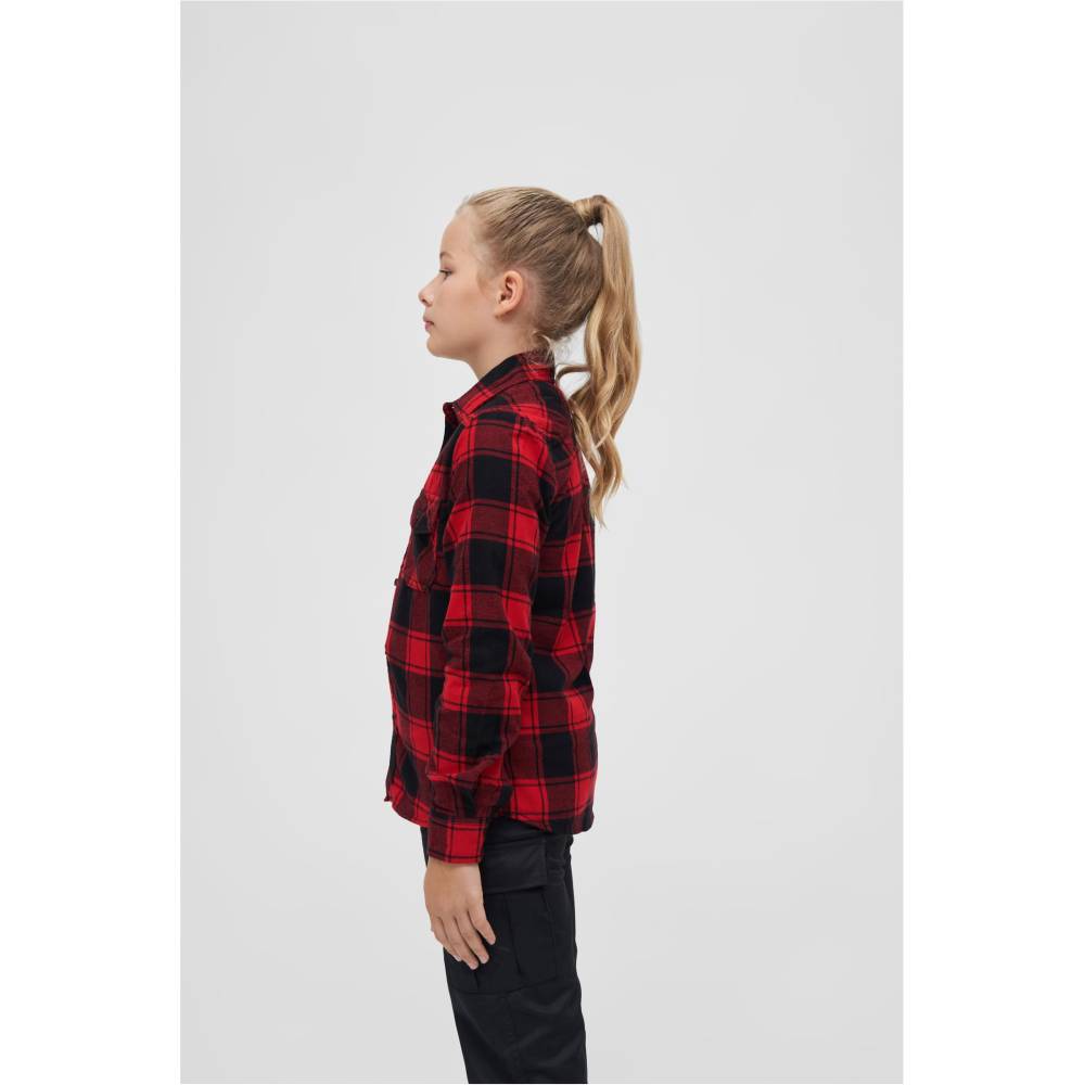 Brandit - Checkshirt Langarmshirt fÃ¼r kinder - Rot/Schwarz